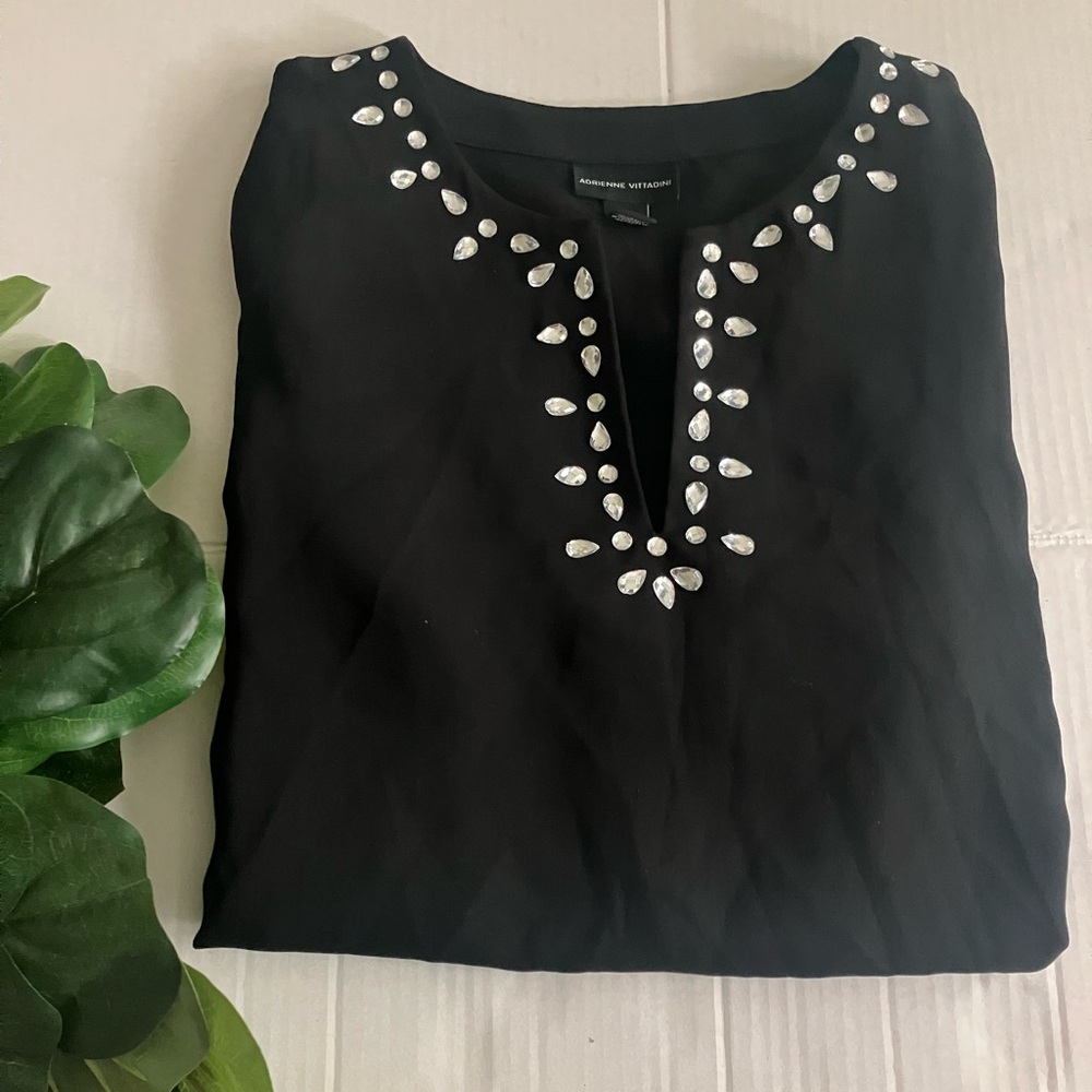 Adrienne Vittadini Black Crystal Tunic
